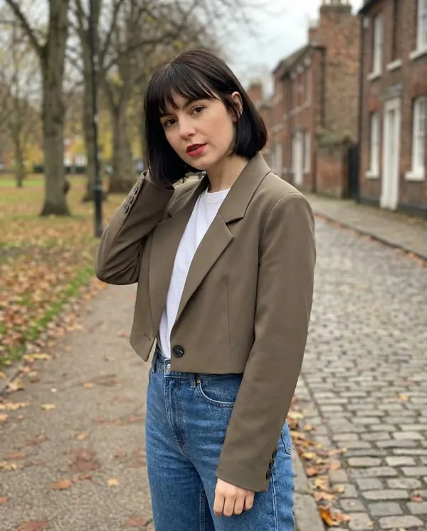 Satin Eve styling: Cropped One-Button Blazer