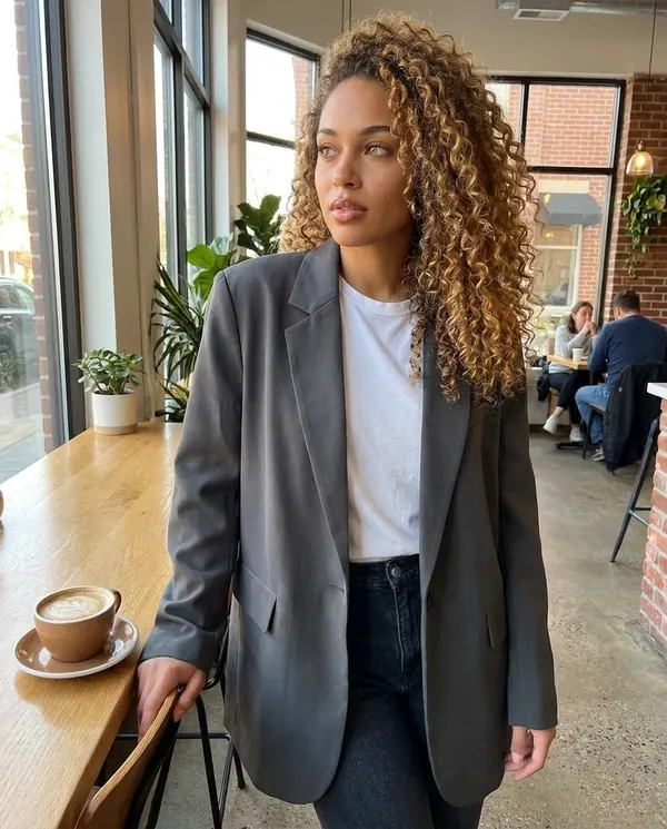 Satin Eve styling: Oversized Boyfriend Blazer