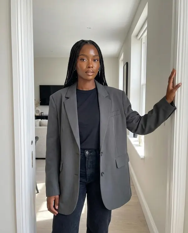 Satin Eve styling: Oversized Boyfriend Blazer