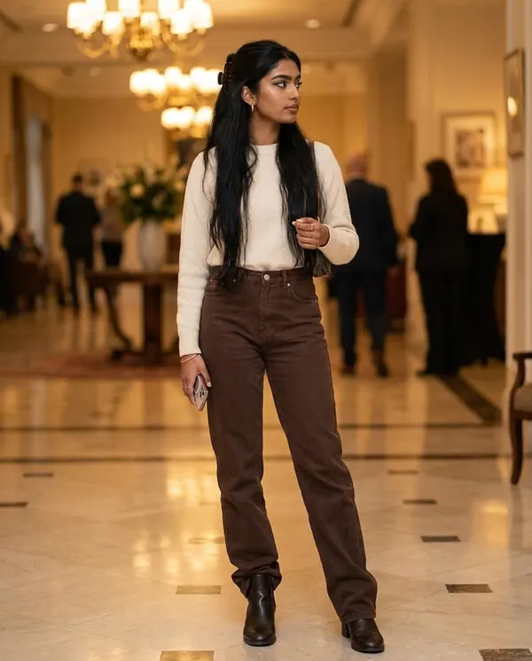 Satin Eve styling: High-Rise Straight-Leg Jeans