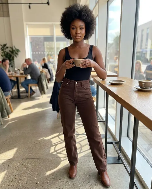 Satin Eve styling: High-Rise Straight-Leg Jeans