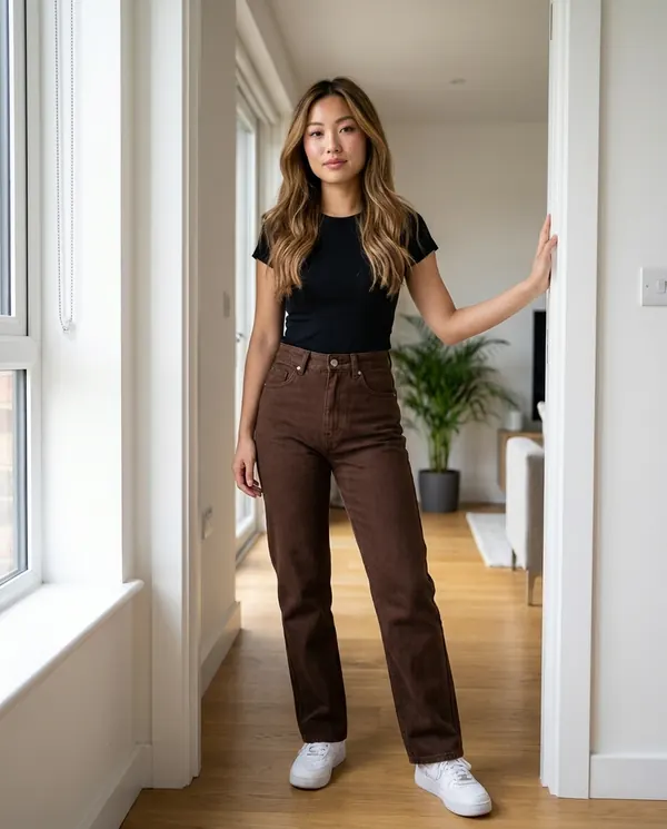 Satin Eve styling: High-Rise Straight-Leg Jeans