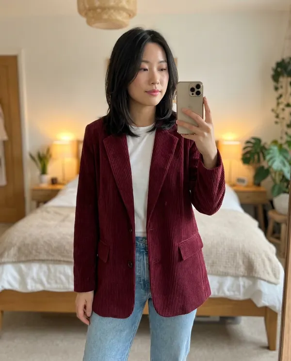 Satin Eve styling: Corduroy Relaxed Blazer