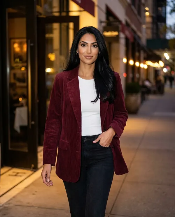 Satin Eve styling: Corduroy Relaxed Blazer