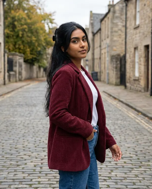 Satin Eve styling: Corduroy Relaxed Blazer