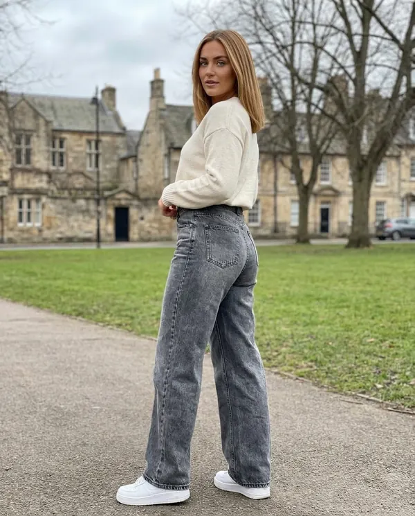 Satin Eve styling: Washed Wide-Leg Jeans