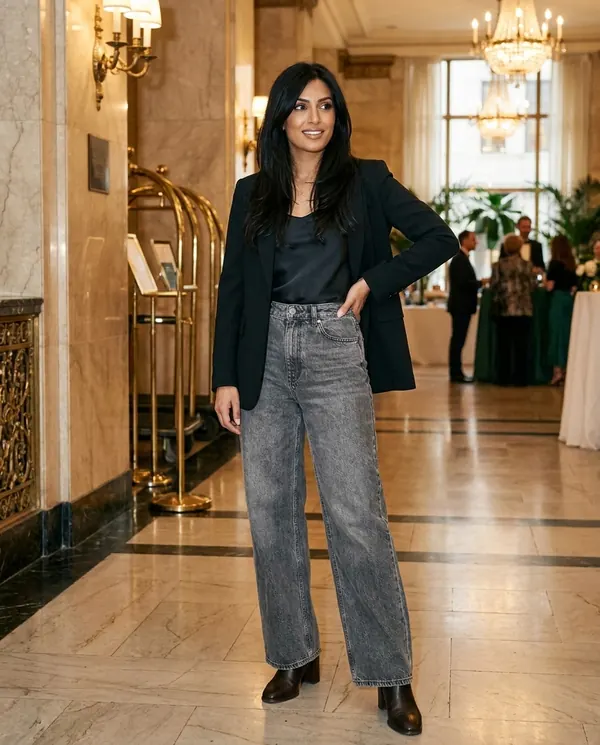 Satin Eve styling: Washed Wide-Leg Jeans