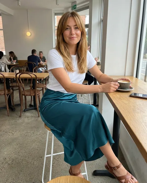 Satin Eve styling: Satin Bias-Cut Midi Skirt