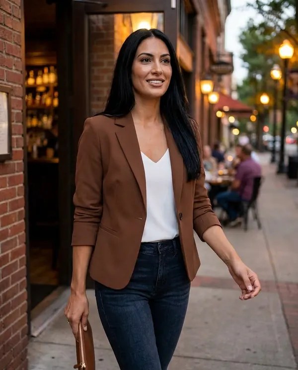 Satin Eve styling: Soft Crepe-Look Blazer
