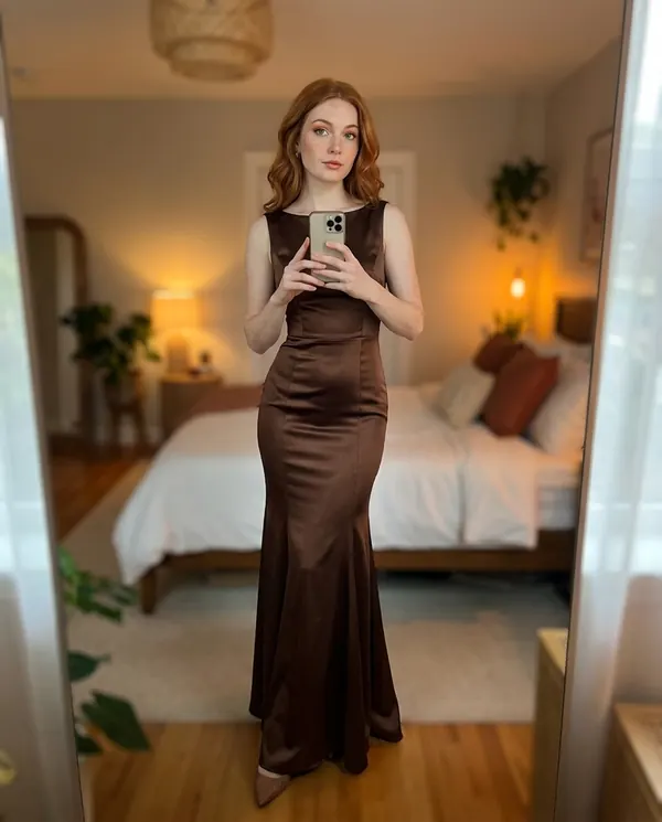 Satin Eve styling: Satin Boat-Neck Fishtail Maxi Dress