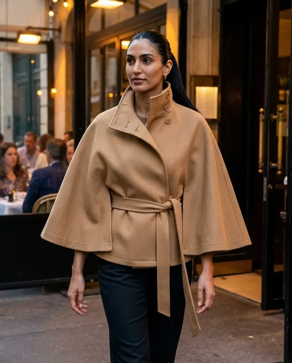 Satin Eve styling: Belted Cape Jacket