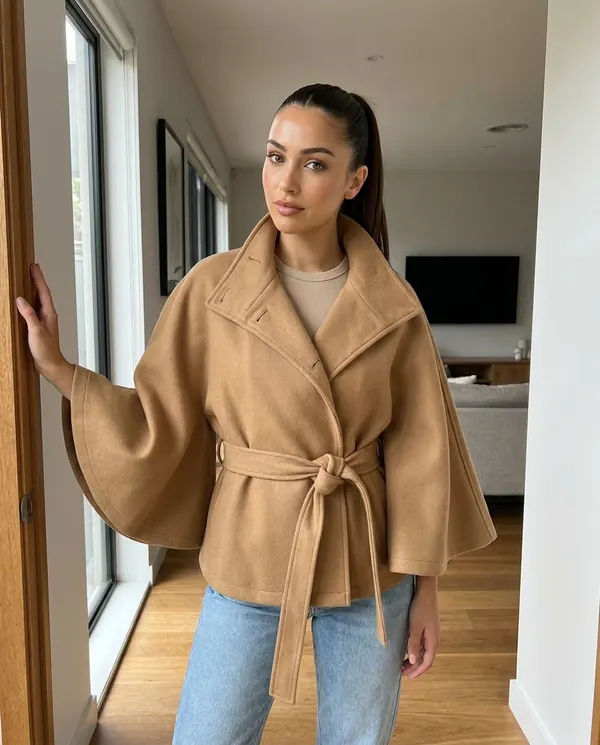 Satin Eve styling: Belted Cape Jacket
