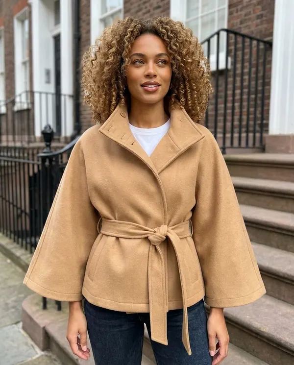 Satin Eve styling: Belted Cape Jacket