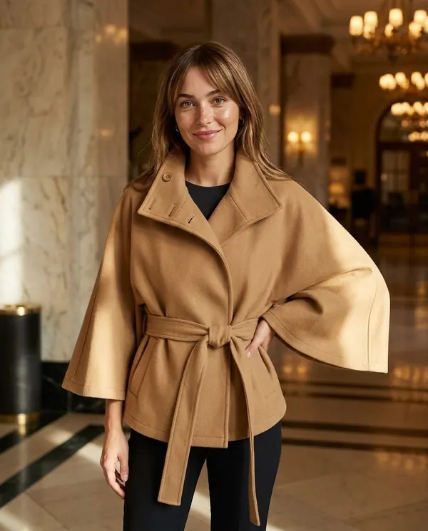 Satin Eve styling: Belted Cape Jacket