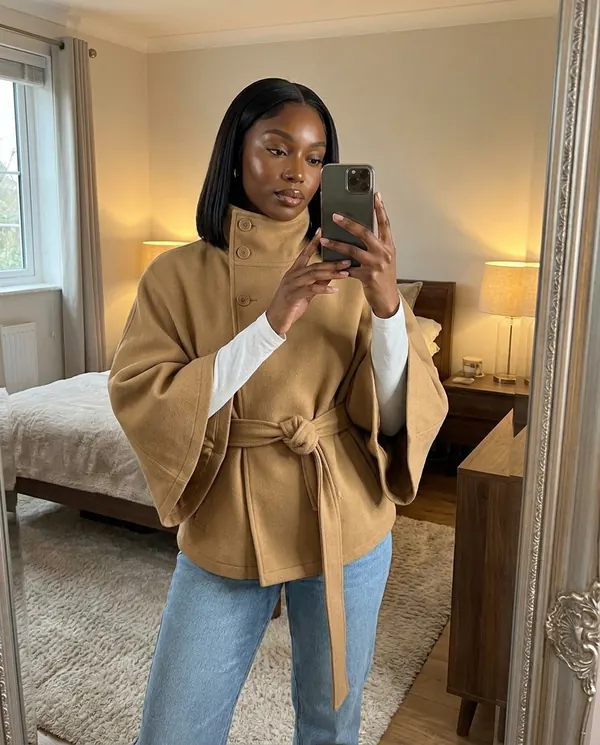 Satin Eve styling: Belted Cape Jacket