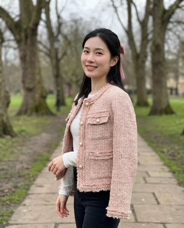 Satin Eve styling: Braid-Trim Tweed Jacket