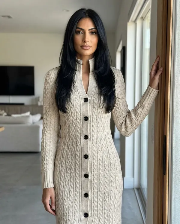 Satin Eve styling: Cable Knit Longline Cardigan