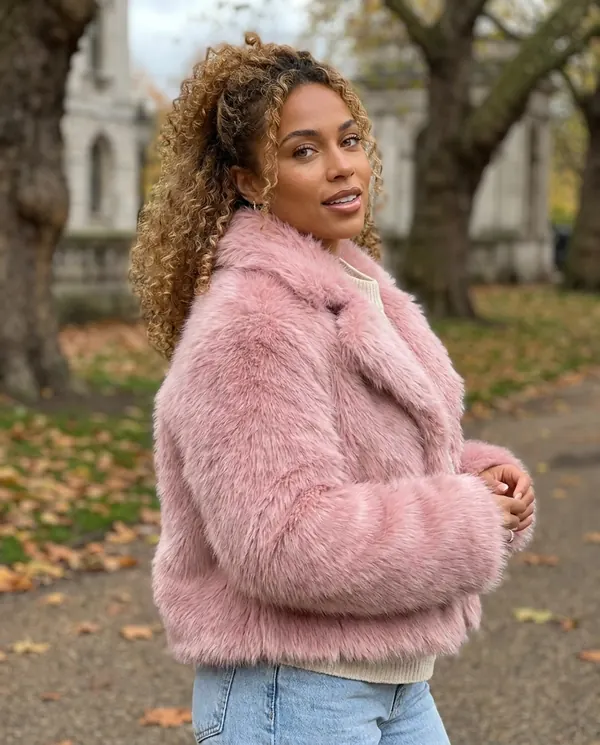 Satin Eve styling: Faux Fur Cropped Jacket