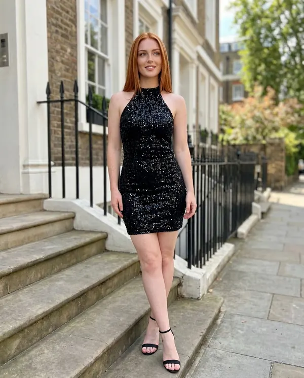 Satin Eve styling: Sequin Halter Bodycon Mini Dress