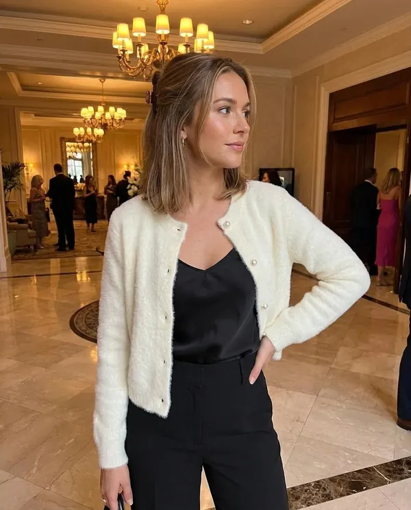 Satin Eve styling: Soft Mink-Look Cardigan Jacket