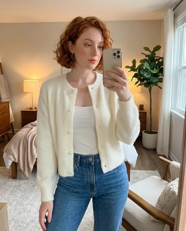Satin Eve styling: Soft Mink-Look Cardigan Jacket