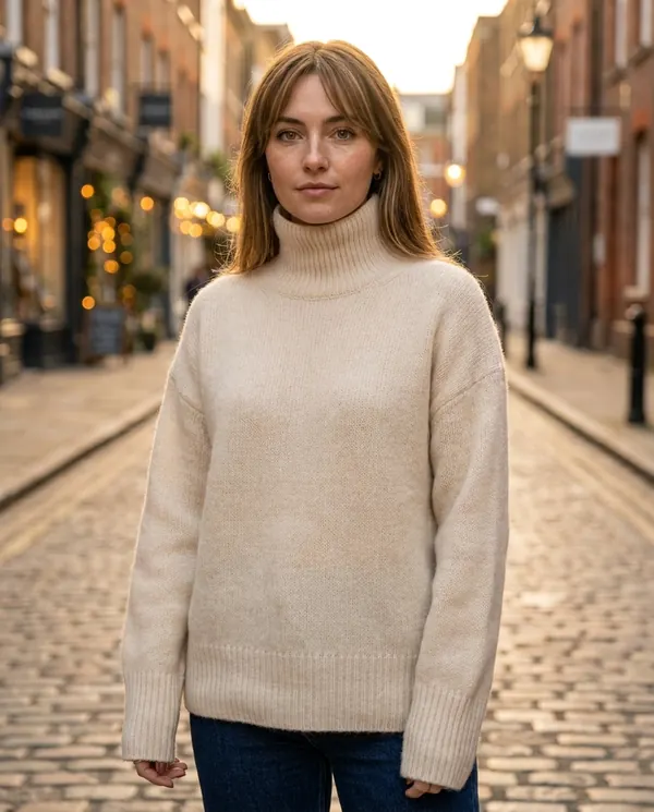 Satin Eve styling: Soft Knit Roll Neck Jumper