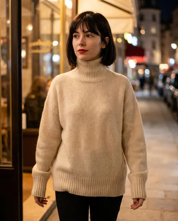 Satin Eve styling: Soft Knit Roll Neck Jumper