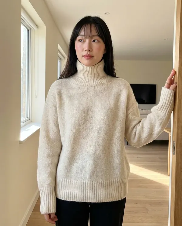 Satin Eve styling: Soft Knit Roll Neck Jumper