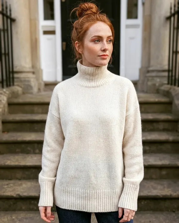 Satin Eve styling: Soft Knit Roll Neck Jumper