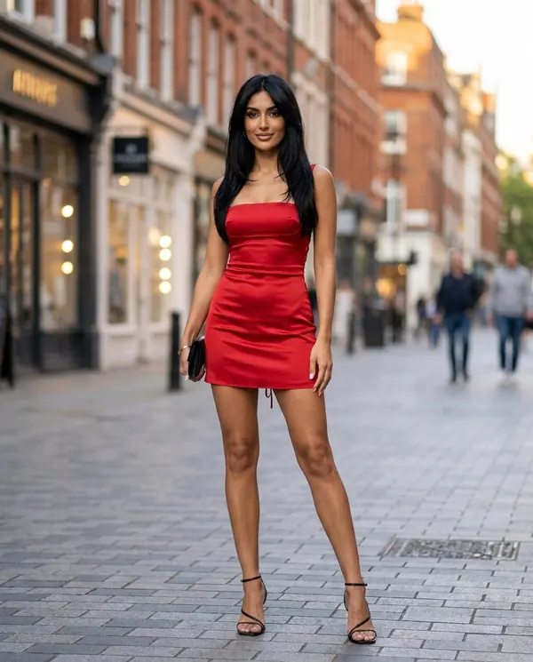 Satin Eve styling: Satin Square-Neck Lace-Up Mini Dress