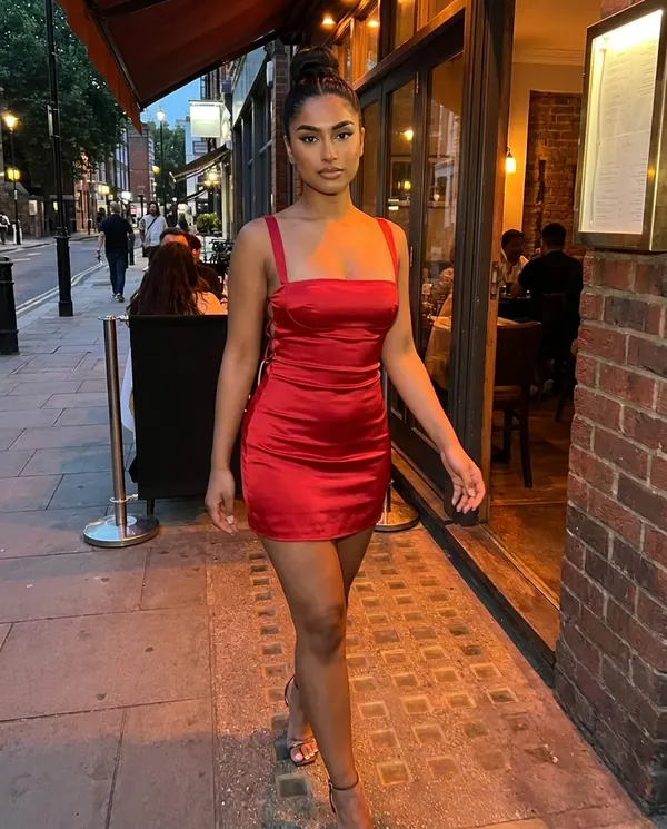 Satin Eve styling: Satin Square-Neck Lace-Up Mini Dress