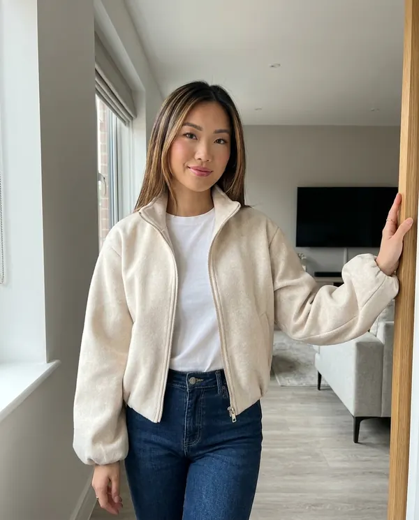 Satin Eve styling: Lantern-Sleeve Short Jacket