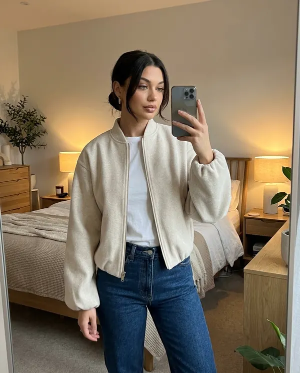 Satin Eve styling: Lantern-Sleeve Short Jacket
