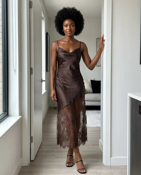 Satin Eve styling: Lace and Satin Slip Maxi Dress