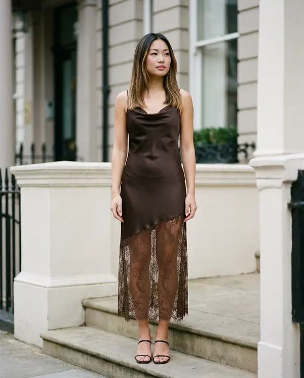 Satin Eve styling: Lace and Satin Slip Maxi Dress
