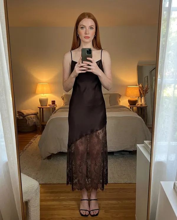 Satin Eve styling: Lace and Satin Slip Maxi Dress