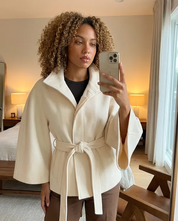 Satin Eve styling: Cape-Sleeve Trench Jacket