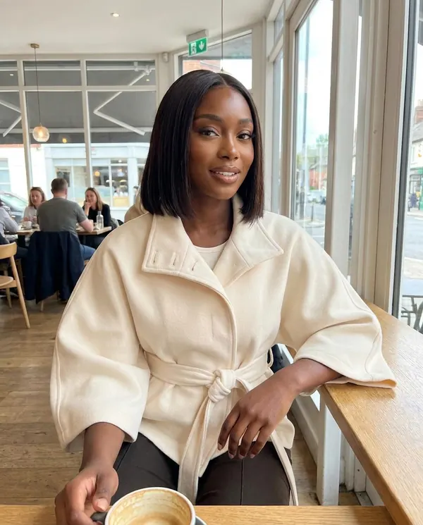 Satin Eve styling: Cape-Sleeve Trench Jacket