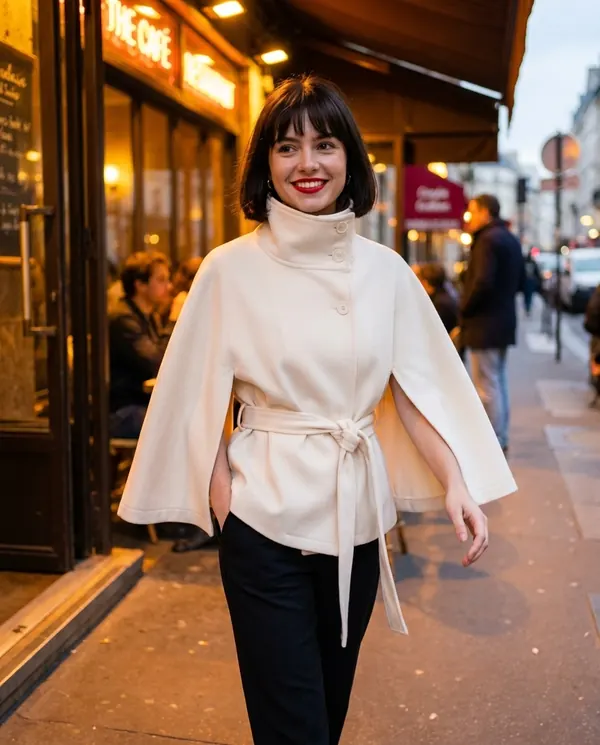 Satin Eve styling: Cape-Sleeve Trench Jacket