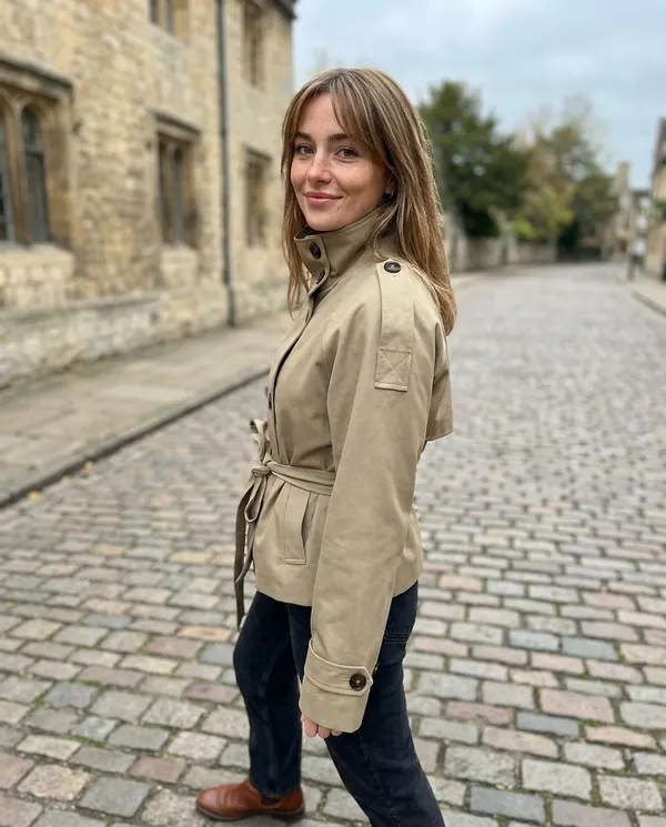Satin Eve styling: Short Belted Trench Jacket