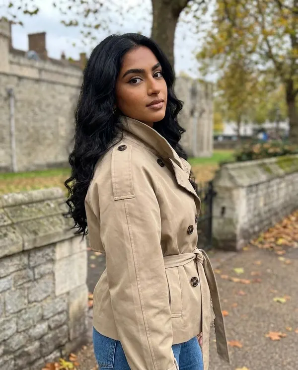 Satin Eve styling: Stand-Collar Belted Trench Jacket
