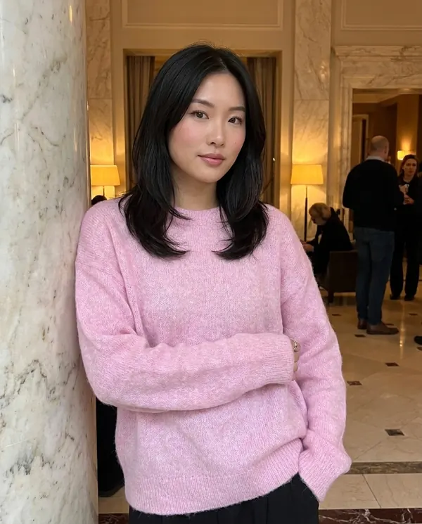 Satin Eve styling: Brushed Knit Crew Neck Jumper