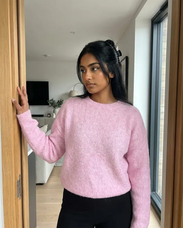 Satin Eve styling: Brushed Knit Crew Neck Jumper