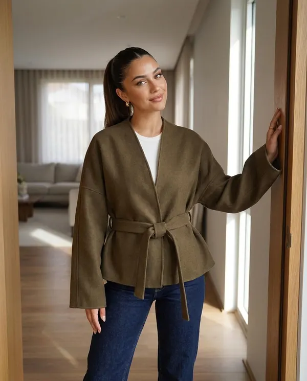Satin Eve styling: Collarless Wrap Jacket