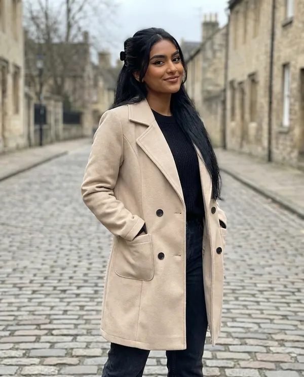 Satin Eve styling: Wool-Look Blazer Coat