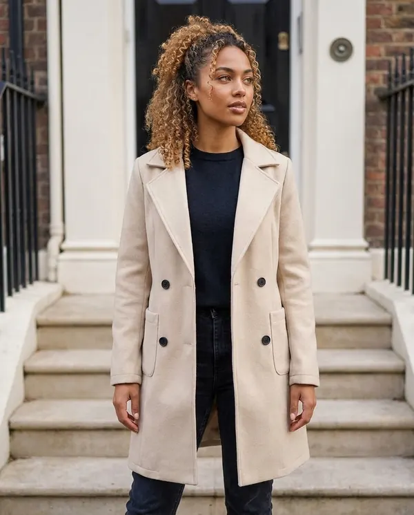 Satin Eve styling: Wool-Look Blazer Coat