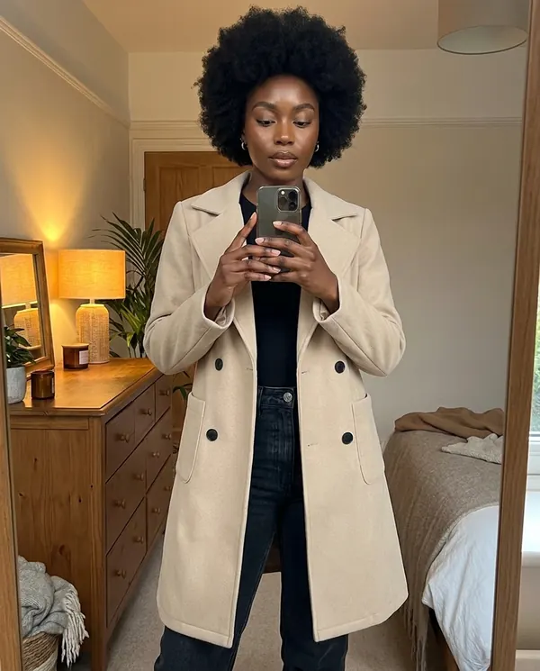 Satin Eve styling: Wool-Look Blazer Coat