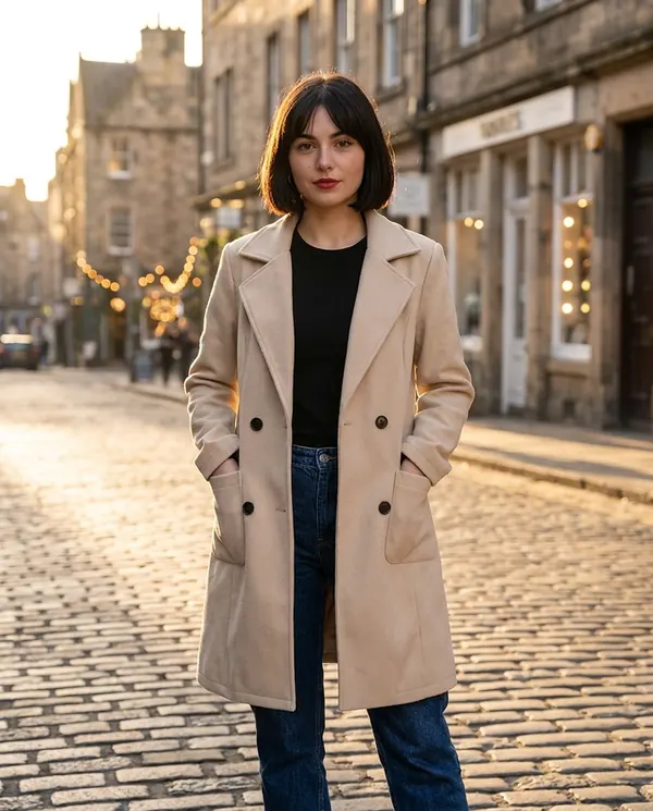 Satin Eve styling: Wool-Look Blazer Coat