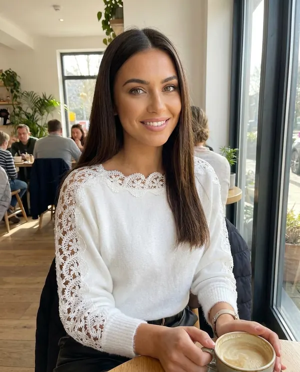 Satin Eve styling: Lace Sleeve Boat Neck Knit Jumper