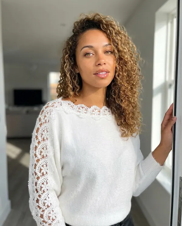 Satin Eve styling: Lace Sleeve Boat Neck Knit Jumper